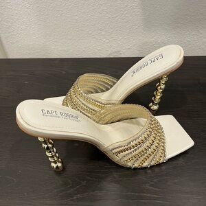 Cape Robbin Gold and White Strappy Heels